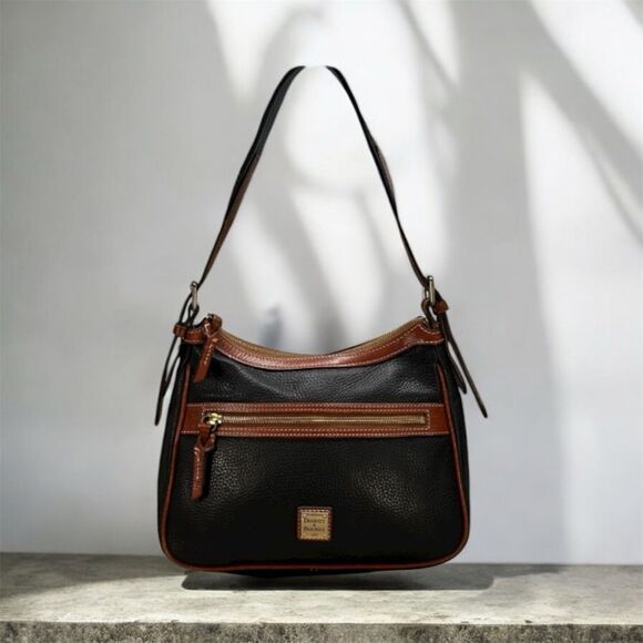 4302 Dooney & Bourke black brown leather crossbody - Picture 1 of 15